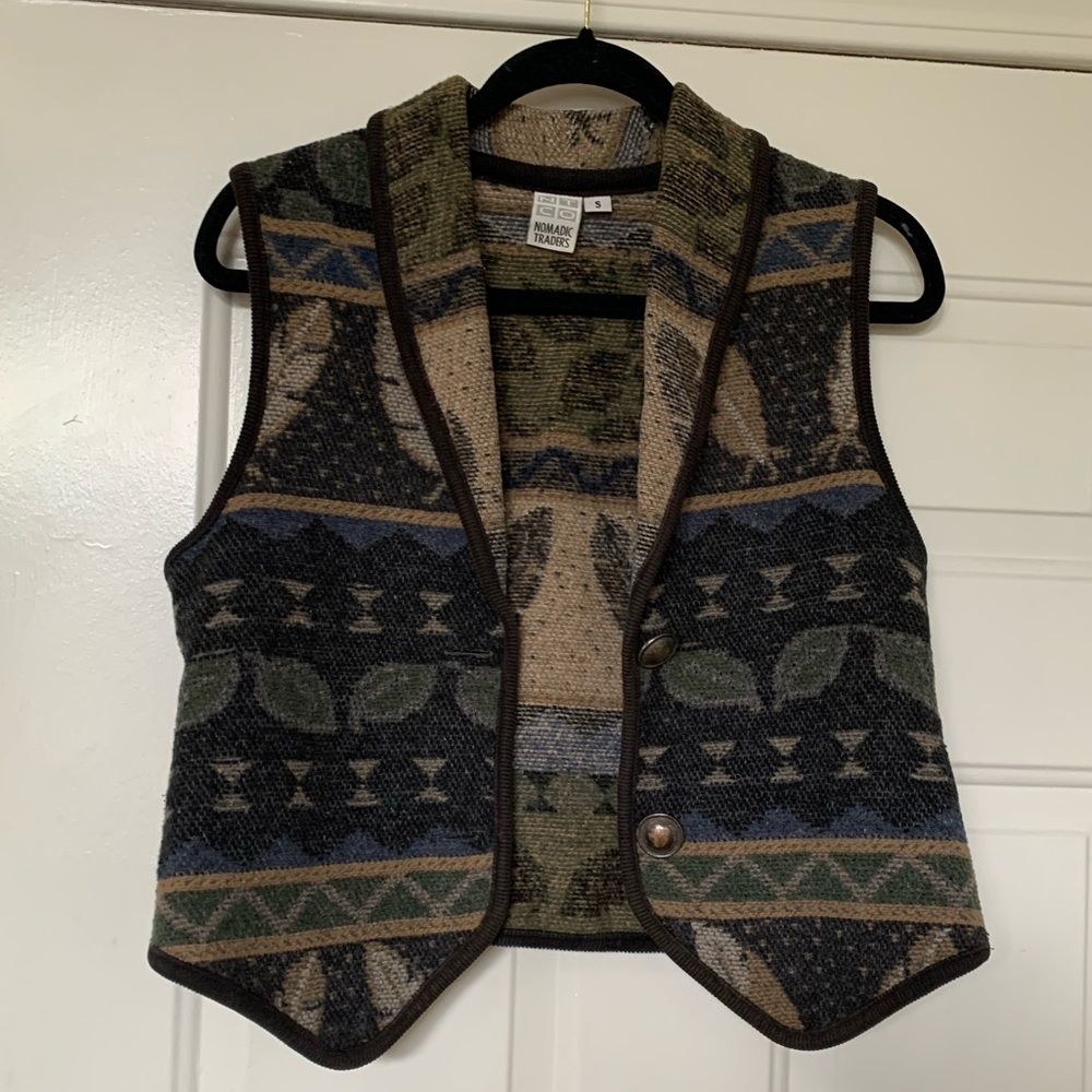 Nomadic Traders Wool Blend Vest Native Feathers Western Wear Vintage 🌴
